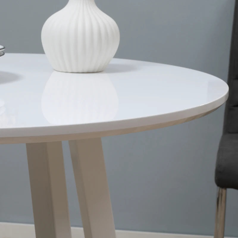 HOMCOM Dining Table, Kitchen Table, for 2 People, High Gloss Surface, with Table Feet, White, 72 x 72 x 75cm