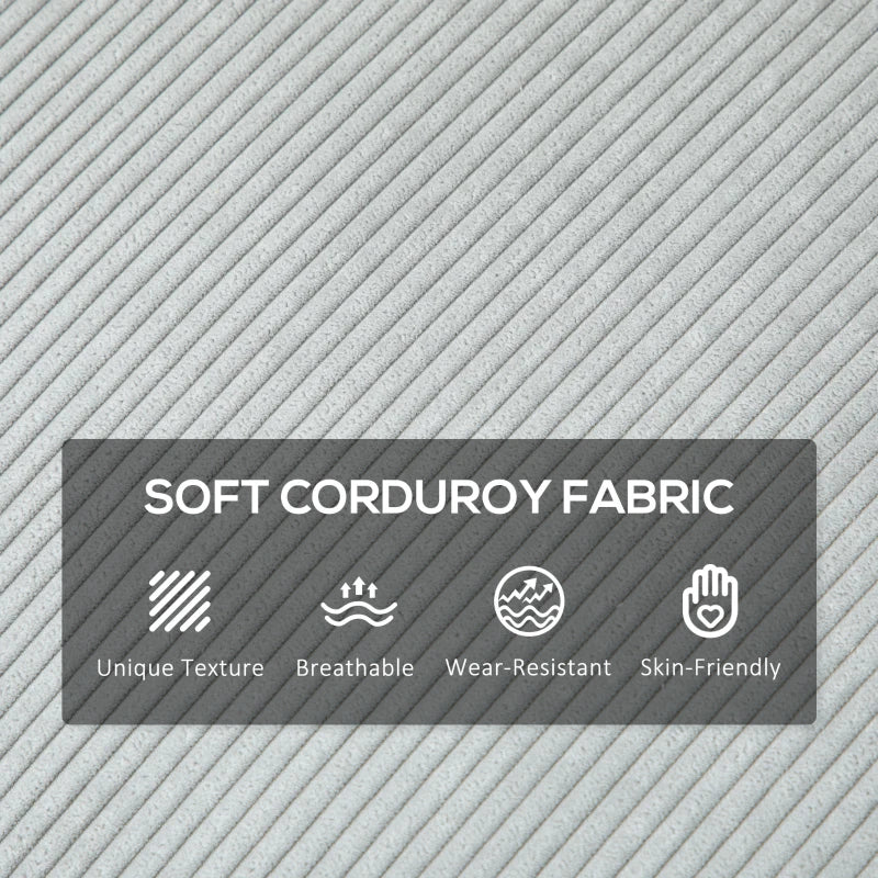 HOMCOM Three-Seater Corduroy - Light Grey