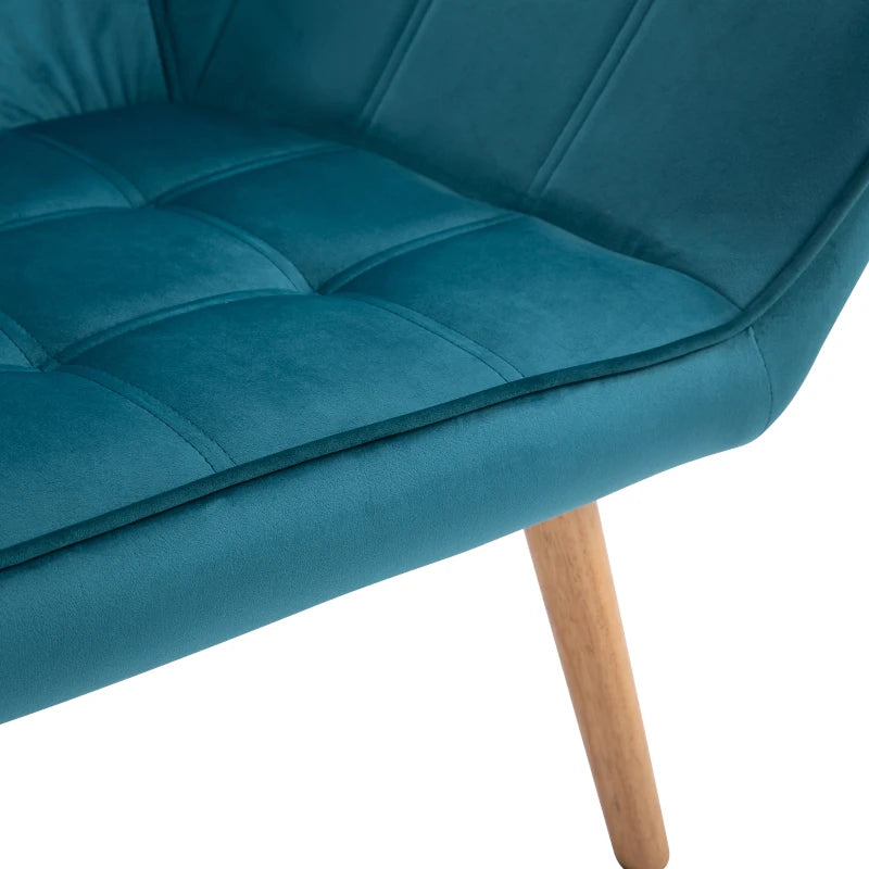 HOMCOM Blue Accent Chair, Velvet, Luxury Iron Frame for Bedroom/Living room