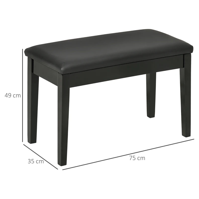 HOMCOM Piano Bench, Piano Stool for 1 Person, Padded, Black Wooden Legs