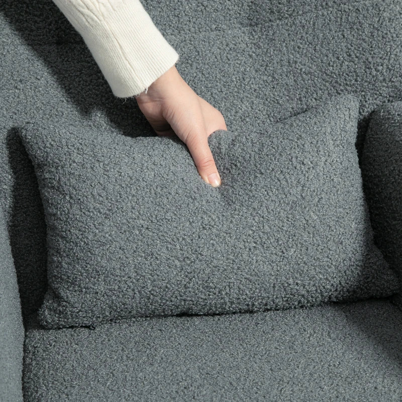 HOMCOM Rocking Chair, Fluffy Cover, Lumbar Pillow, Non-slip, Up to 120 kg, Gray