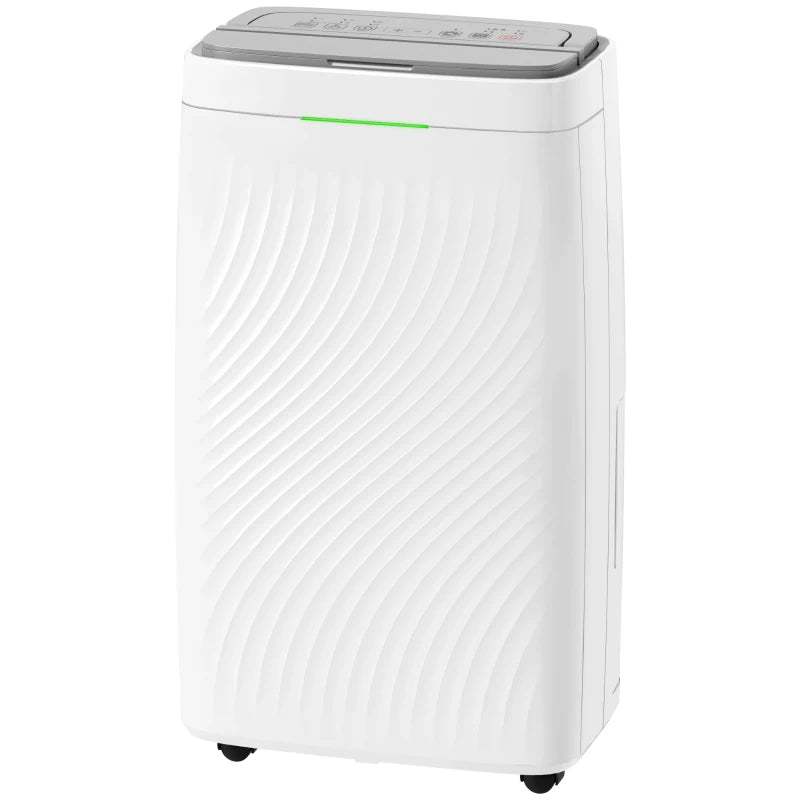 HOMCOM 16L/Day Dehumidifier with Activated Carbon Air Filter, Continuous Drainage, 5.5L Water Tank, 24H Timer, Humidity Light, Dehumidifier for Home Damp, Bedroom, Condensation, Mould, Laundry Drying