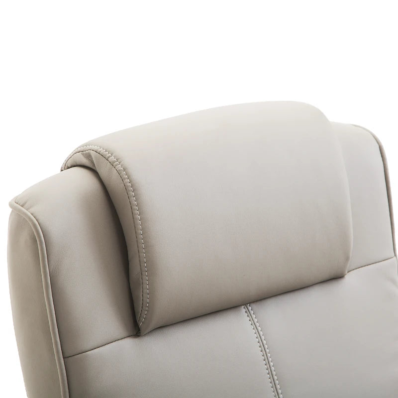 HOMCOM Recliner Chair with Footstool, 360° Swivel TV Chair with Reclining Function, Faux Leather, Reading Chair for Living Room, Bedroom, Gray