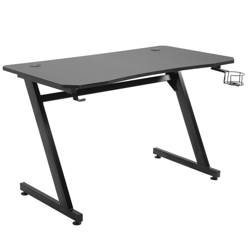 HOMCOM Gaming Desk with Cup Holder, Headphone Hook and Cable Management, Computer Table for Home Office, Black