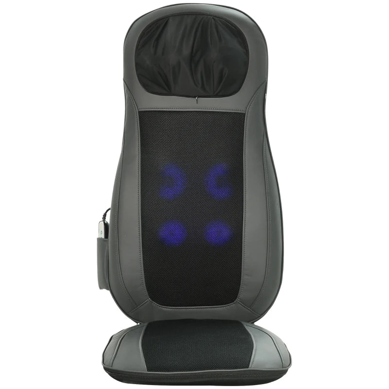 HOMCOM Shiatsu Back Massager for Neck, Massage Chair with Deep Tissue Kneading, Heating and Remote, Massage Cushion with Vibrating Points for Home Office and Car, Black