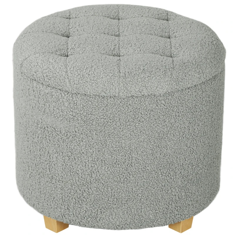 HOMCOM 31.8L Teddy Fleece Storage Ottoman - Grey