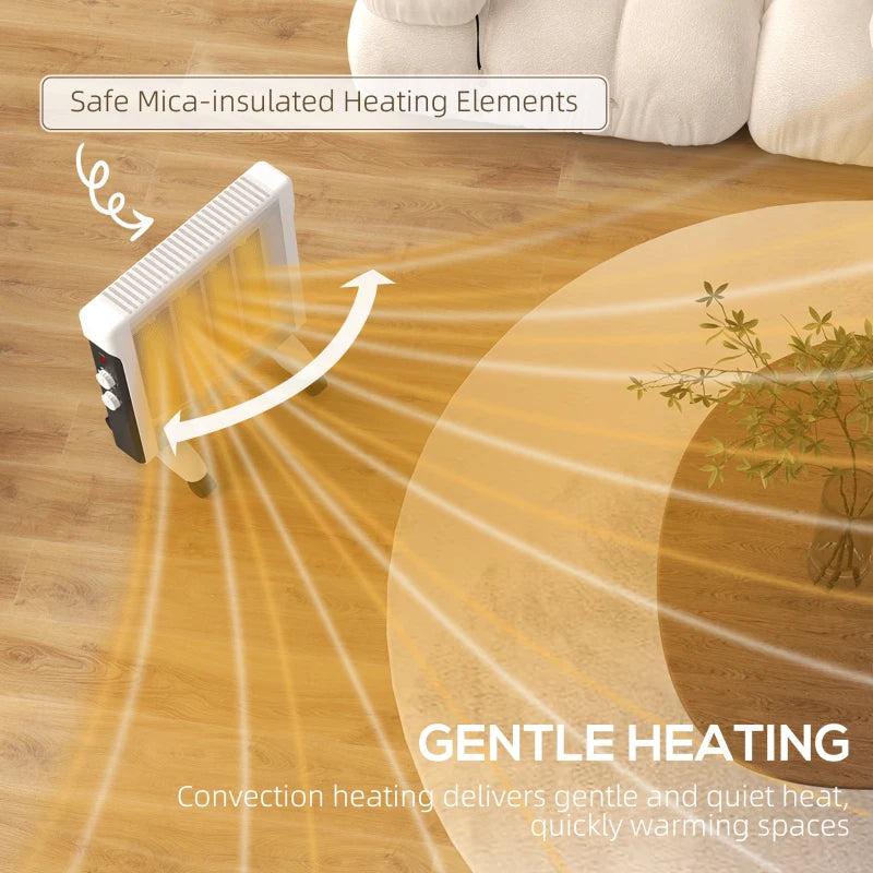 HOMCOM 2kW Electric Heater, 10-45°C Temperature - White