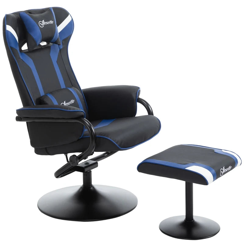 Vinsetto Gaming Recliner Ergonomic Chair w/ footstool - black/blue