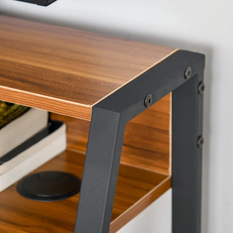HOMCOM Writing Desk Computer Table Home Office PC Laptop Workstation Storage Shelf 84L x 45W cm Walnut
