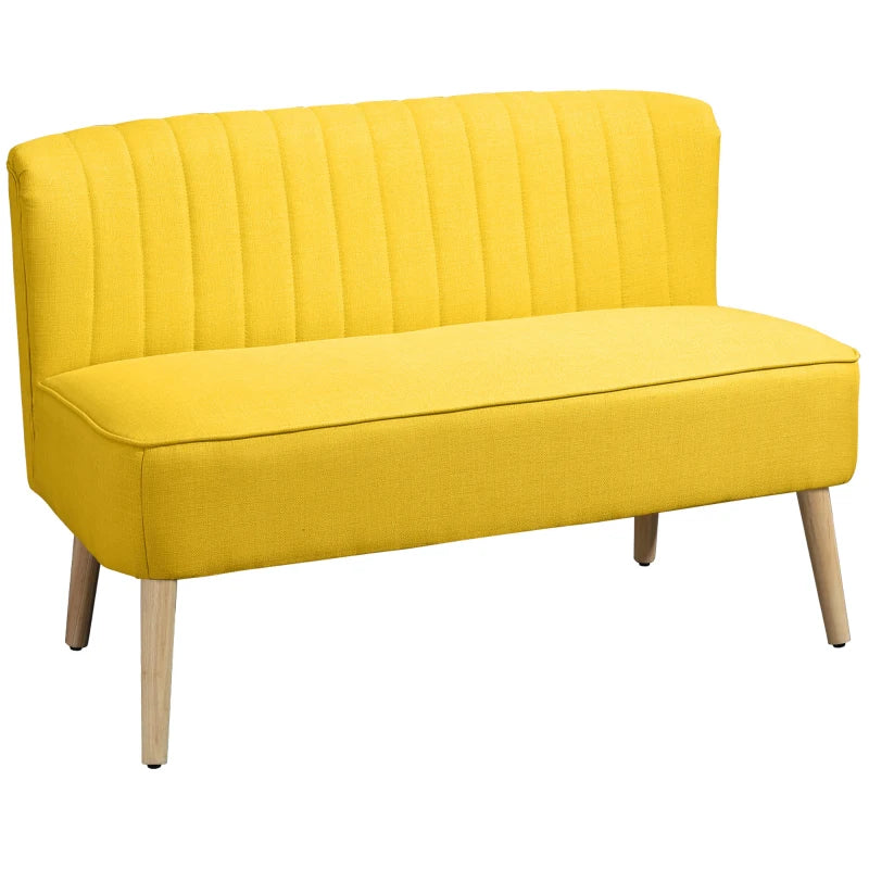 HOMCOM 2-Seater Sofa, Soft Padding, Easy-care Cover, up to 150 kg, 117 x 56.5 x 77 cm, Yellow