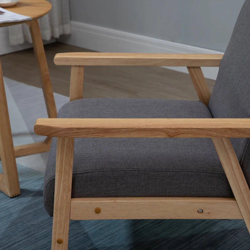 HOMCOM Minimalistic Wooden Frame Accent Chair, with Padded Seat