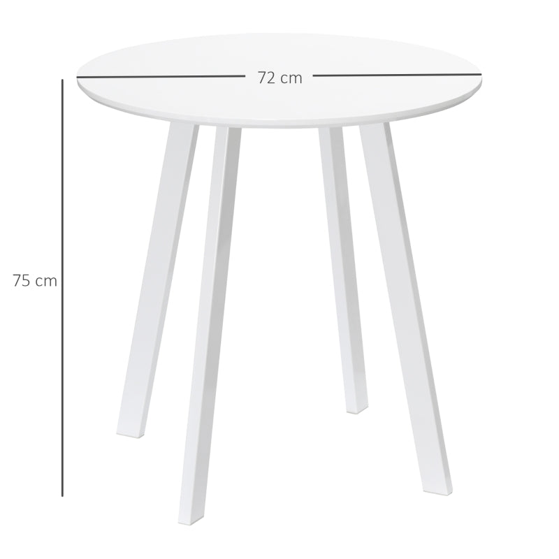 HOMCOM Dining Table, Kitchen Table, for 2 People, High Gloss Surface, with Table Feet, White, 72 x 72 x 75cm