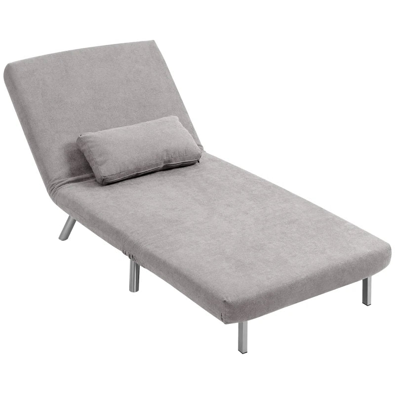 HOMCOM Single Velvet-Feel Chair Bed - Grey