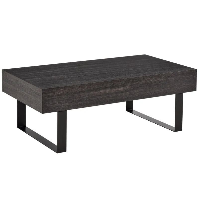 HOMCOM Coffee Table Side Table Sofa Table TV Stand Living Room Table with Drawer Shelves Stable Steel Frame Easy Assembly Modern Wood Chipboard Metal Dark Gray 110x60x40 cm