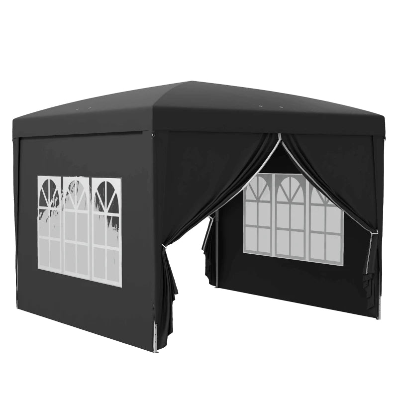 Outsunny 3 x 3(m) Pop Up Gazebo, Water and UV Resistant Party Tent Camping Canopy Marquee with Carry Bag, Black