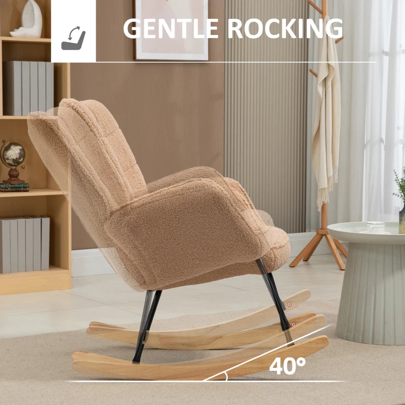HOMCOM Retro Design Rocking Chair, Solid Wood, Armchair, Relax Chair, 98 cm x 71 cm x 101 cm, Brown