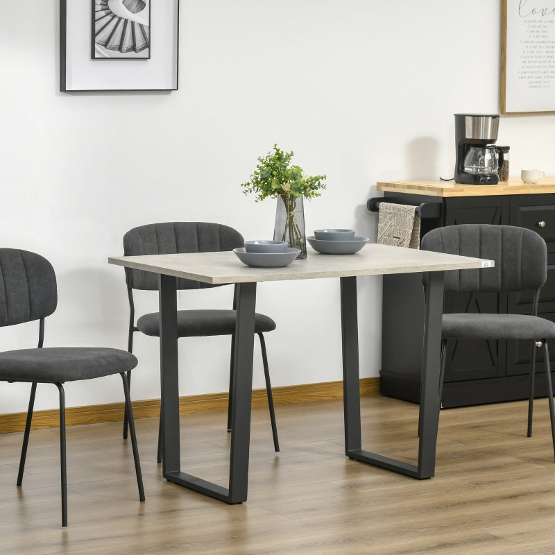 HOMCOM Contemporary Dining Table for 4 People, Marble Effect Rectangle Kitchen Table Breakfast Desk with Metal Sled Legs, Light Grey