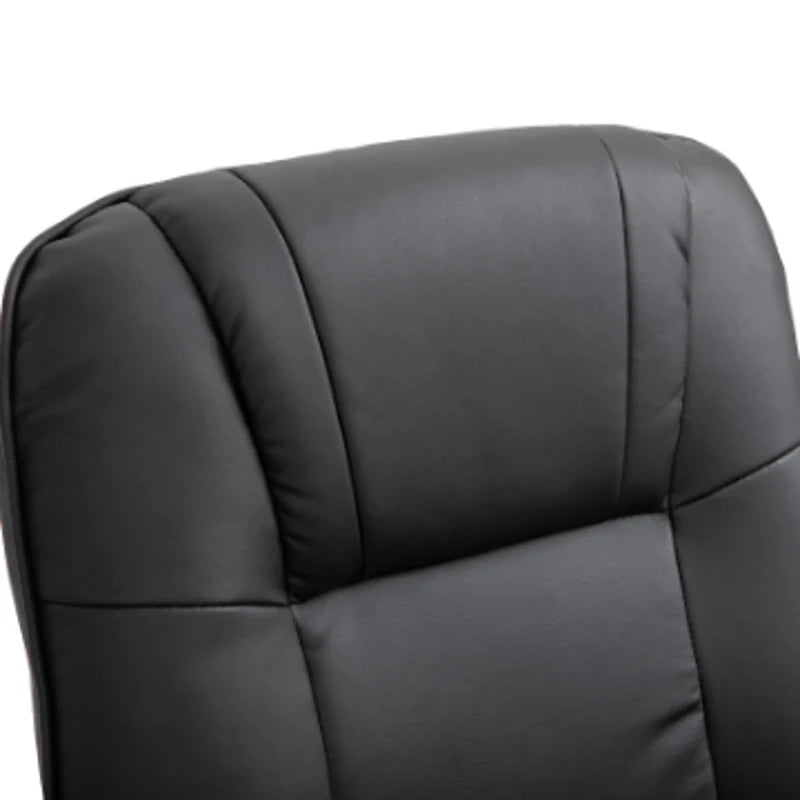 HOMCOM Black Recliner Chair, PU Leather Swivel Seat with Wooden Base