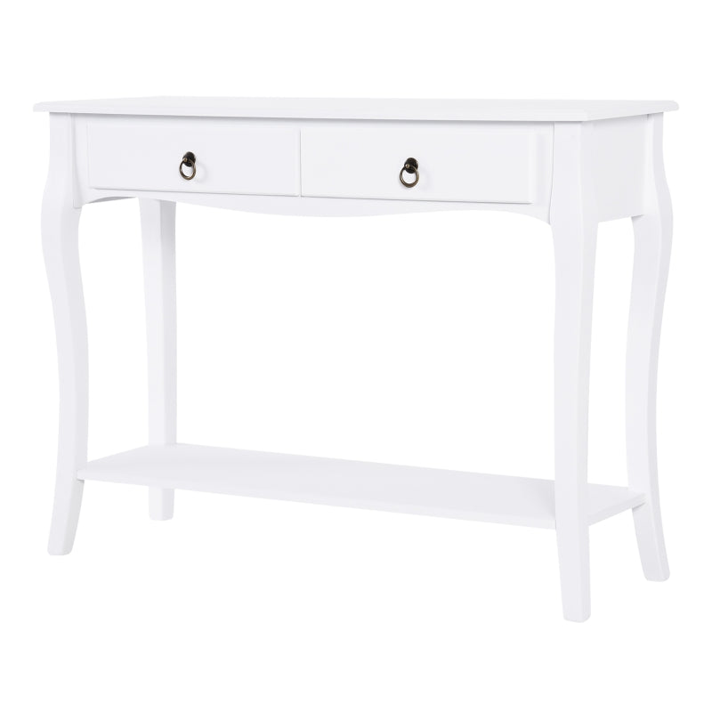 HOMCOM Console Table Modern Sofa Side Desk with Storage Shelves Drawers for Living Room Entryway Bedroom Ivory White