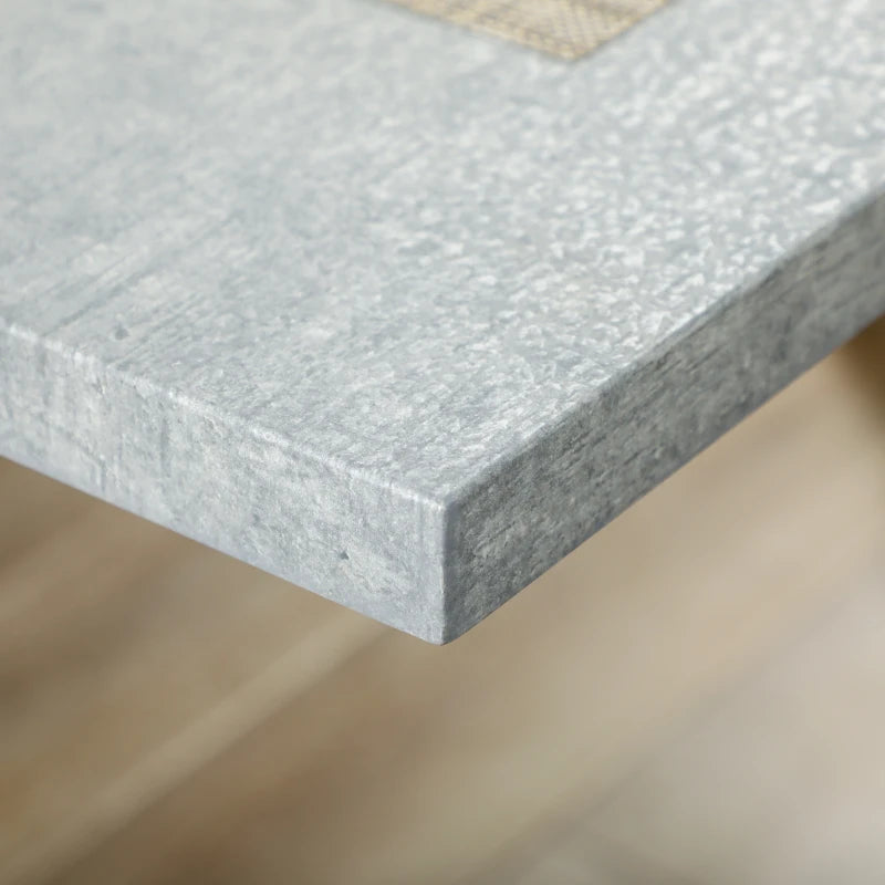 HOMCOM Dining Table, Kitchen Table, Stone Effect Tabletop, Steel Legs, 140 x 80 x 76 cm