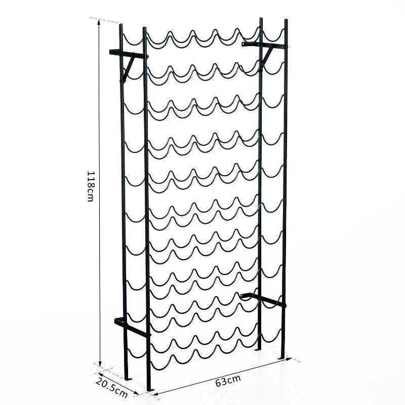 HOMCOM Wine Holder Rack with 10 Tier 60 Bottles Storage Ideal Bar Display in Black 63 x 20.5 x 118cm