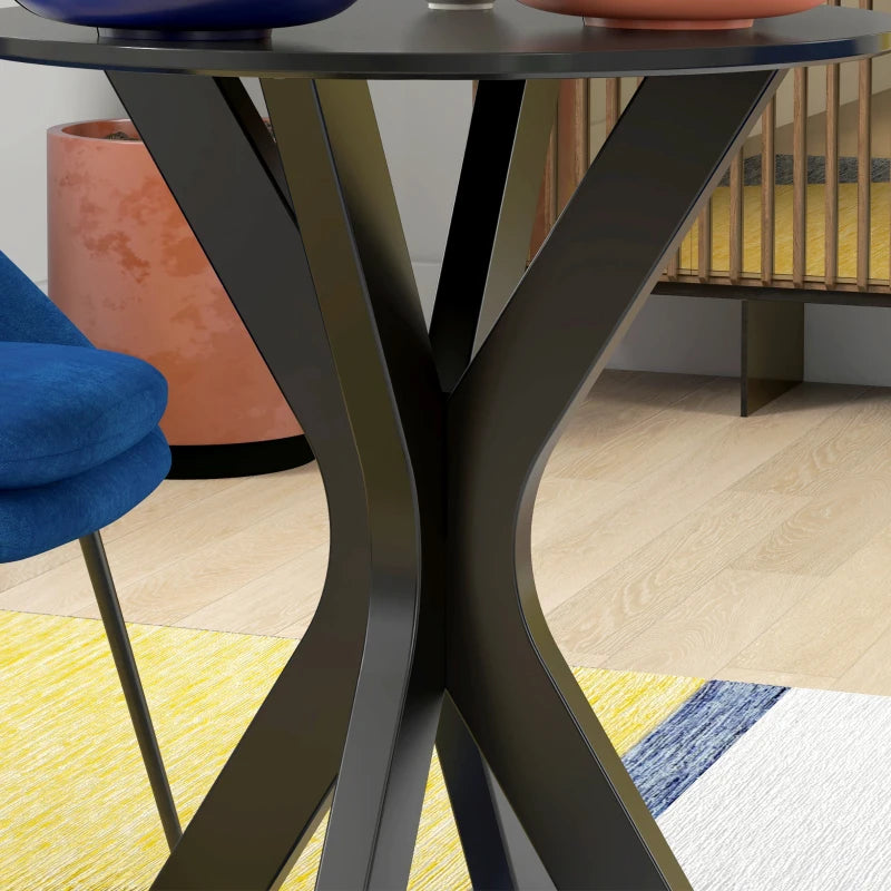 HOMCOM Dining Table Kitchen Table Round Table, Modern Design, 78 cm x 78 cm x 75 cm, Black