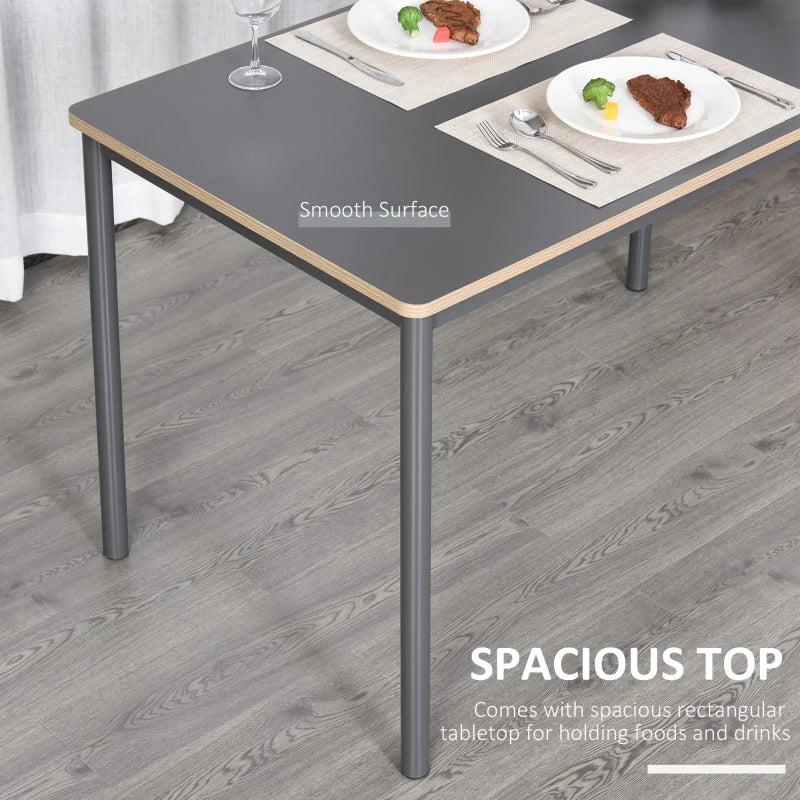 HOMCOM Dining Table, Kitchen Table with Steel Frame for 4 People，Minimum Style Small Working Desk for Living Room, Grey