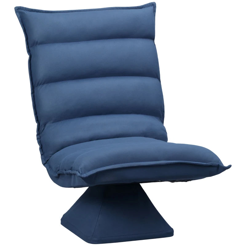 HOMCOM Lazy Swivel Floor Chair 360° with Adjustable Reclining Backrest Padded Design 62 x 70 x 95 cm Blue