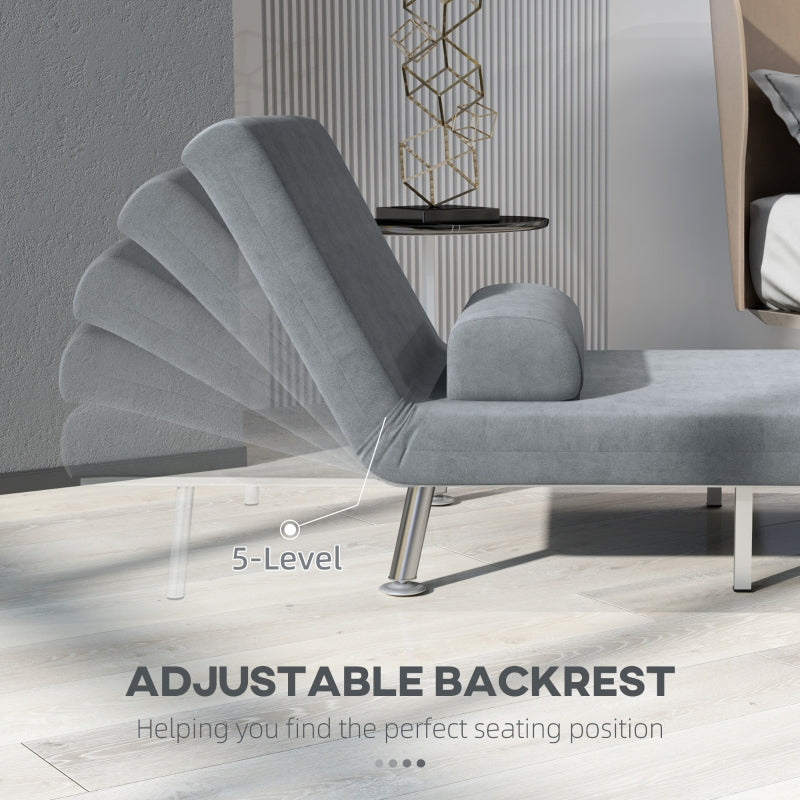 HOMCOM Adjustable Back Futon Sofa Chair - Grey