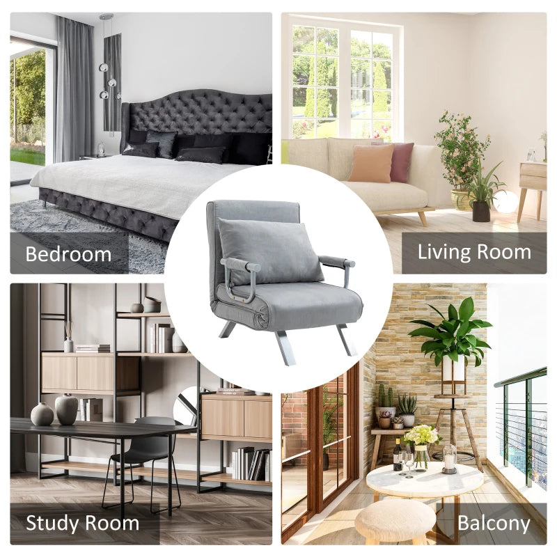 HOMCOM Single Sofa Bed Armchair Sofa Bed Guest Sleeper with Pillow for Home Office