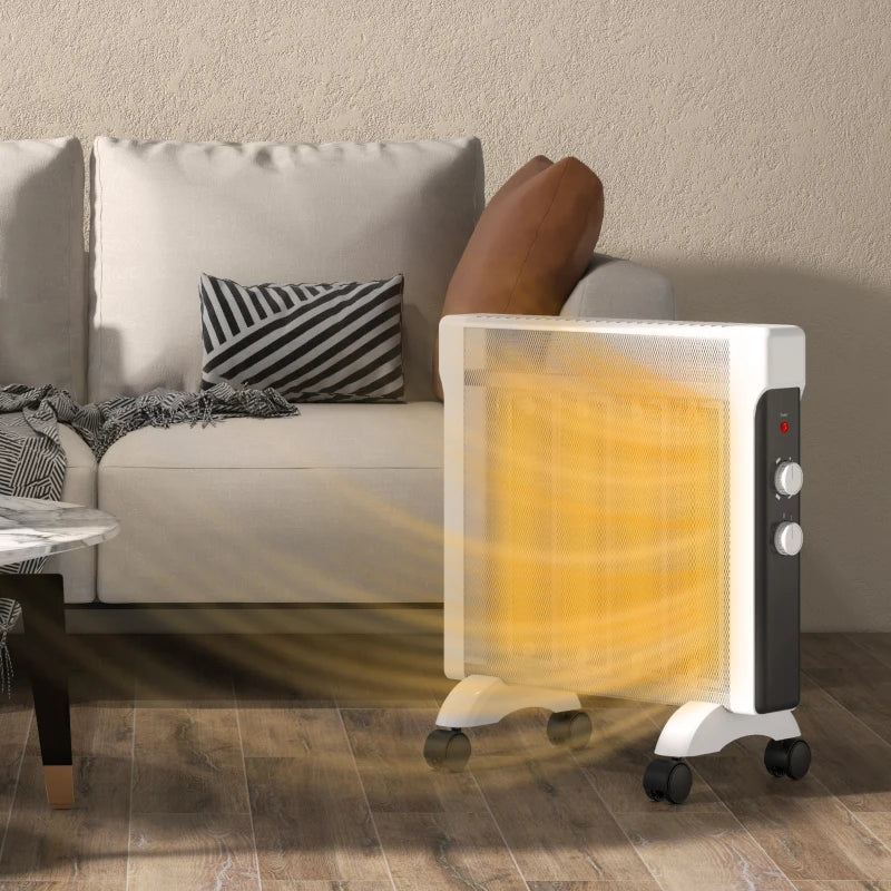 HOMCOM 2kW Electric Heater, 10-45°C Temperature - White