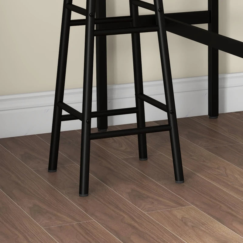 HOMCOM Industrial Design 2-Person Bar Table with 2 Stools Set, 3-Piece Bar Stool with Table Set, Brown + Black