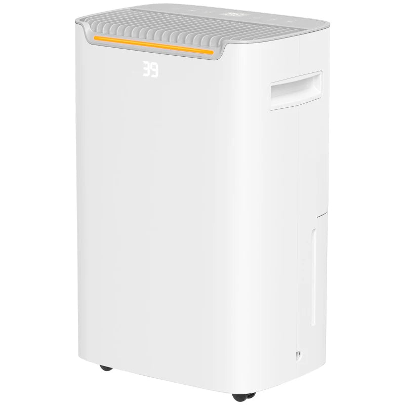 HOMCOM 20L/Day Dehumidifier with Continuous Drainage, 2.5L Water Tank, 24H Timer On/off, Digital Humidity Display, Air Filter, Dehumidifier for Home Damp, Bedroom, Condensation, Mould, Laundry Drying