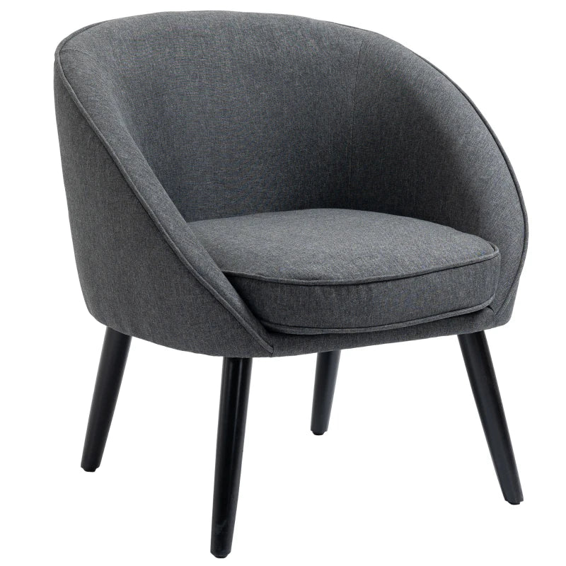 HOMCOM Lounge Chair Armchair Office Chair Upholstered Chair for Living Room, Bedroom, Kids' Room, Dining Room Modern with Linen Look Wood Gray 71 x 65 x 75 cm