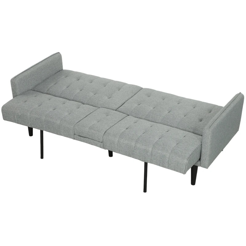 HOMCOM Three-Seater Sofa Bed, with Cupholders - Light Grey