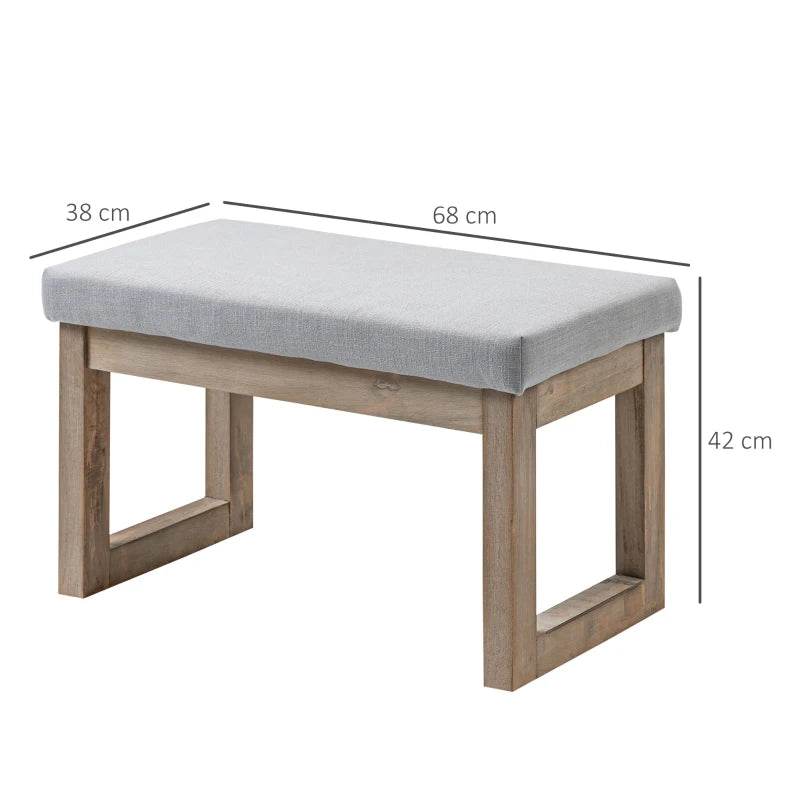 HOMCOM Scandi Design Ottoman, Stool, Footstool, 68 cm x 38 cm x 42 cm, Gray + Natural
