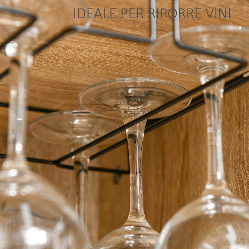 HOMCOM Wine Cabinet for 12 Bottles, Freestanding Wine Rack Sideboard Serving Bar with Glass Holders, Brown