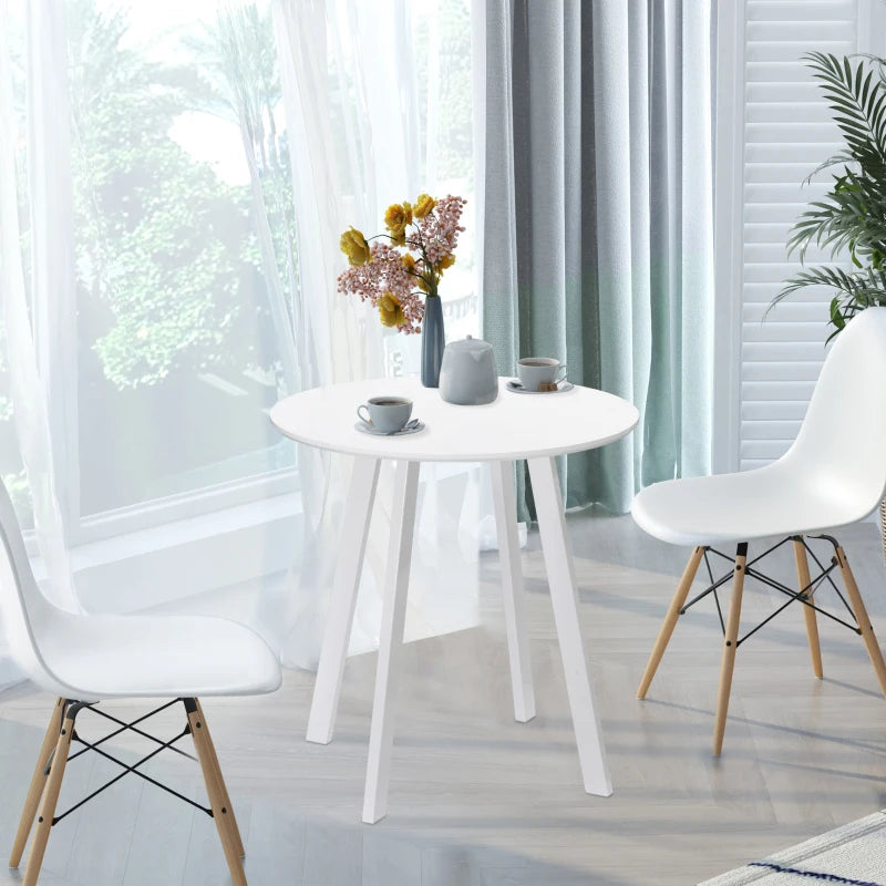 HOMCOM Dining Table, Kitchen Table, for 2 People, High Gloss Surface, with Table Feet, White, 72 x 72 x 75cm