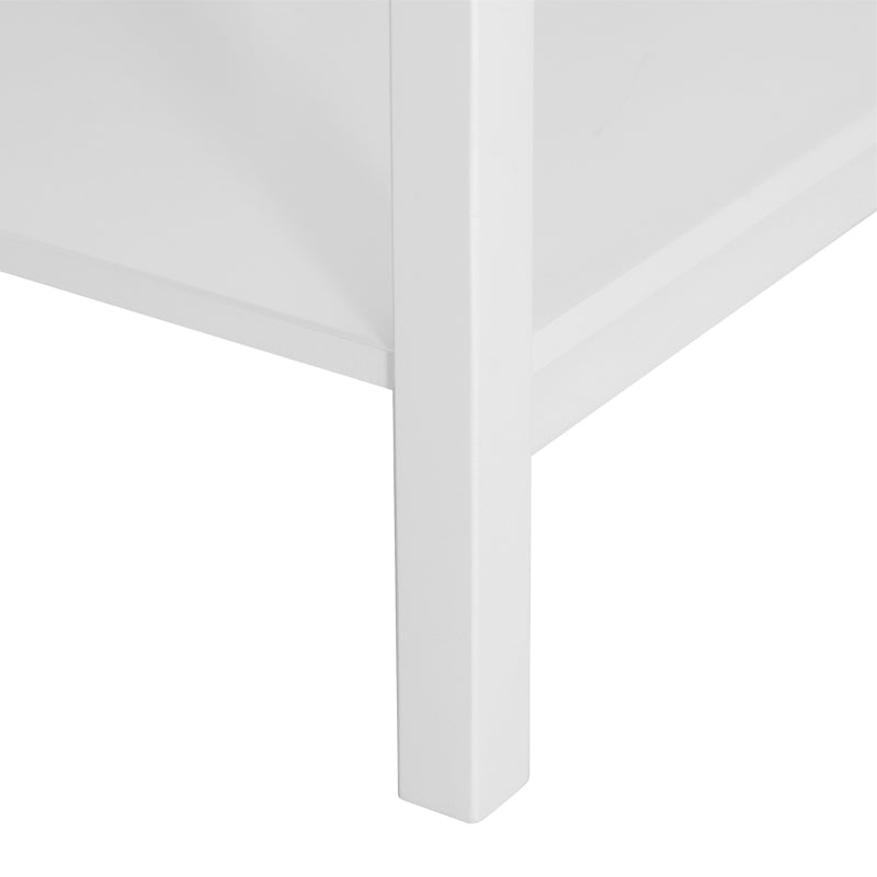 HOMCOM Plant Stand Table, Wooden W/ Drawer Shelf Storage Multipurpose End Side White