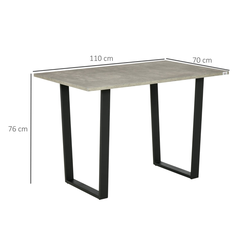 HOMCOM Contemporary Dining Table for 4 People, Marble Effect Rectangle Kitchen Table Breakfast Desk with Metal Sled Legs, Light Grey