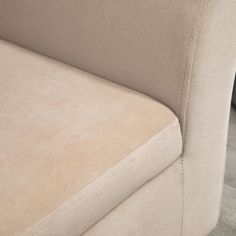 HOMCOM Ottoman Bench with Storage Armrests Chest Bench Modern Hallway Bedroom Living Room Velvet Polyester Rubberwood Beige 111.5 x 41 x 65 cm
