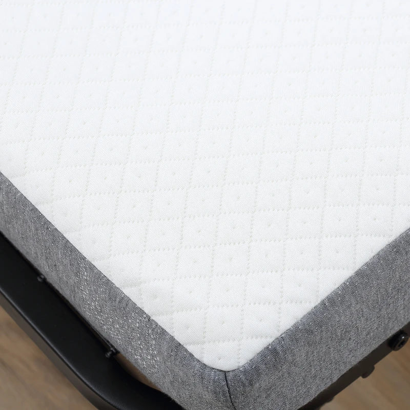 HOMCOM Guest Bed Folding Bed with Wheels Steel+Foam White+Black 200 x 80 x 42.5 cm