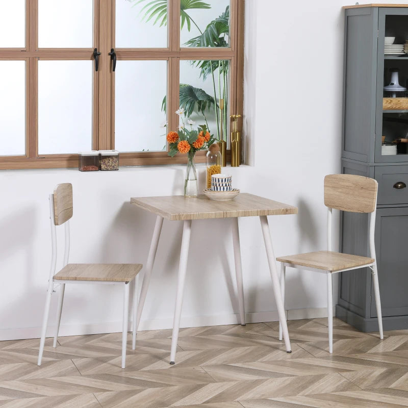 HOMCOM 3-Piece Dining Table Set, Square Modern Kitchen Table with 2 Chairs for Small Space