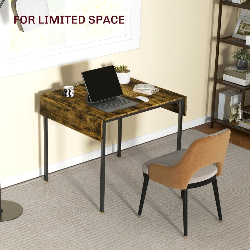 HOMCOM Industrial Style Folding Dining Table with 2 Drop Leaves, Extensible, Dropleaf Table for 2-4 People