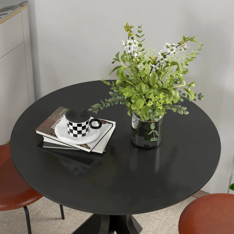 HOMCOM Dining Table Kitchen Table Round Table, Modern Design, 78 cm x 78 cm x 75 cm, Black