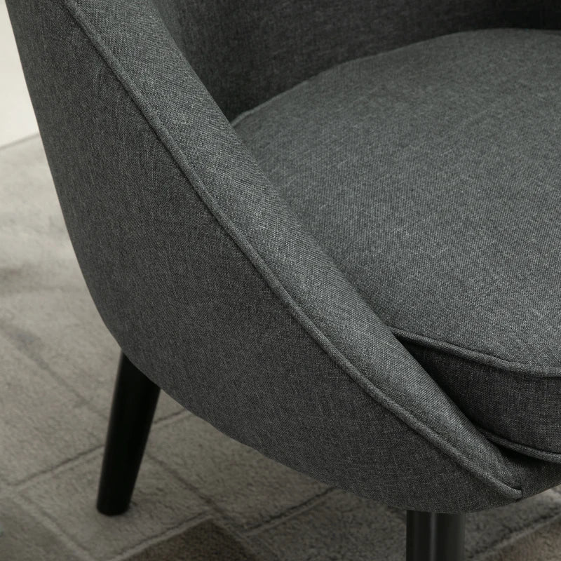 HOMCOM Lounge Chair Armchair Office Chair Upholstered Chair for Living Room, Bedroom, Kids' Room, Dining Room Modern with Linen Look Wood Gray 71 x 65 x 75 cm