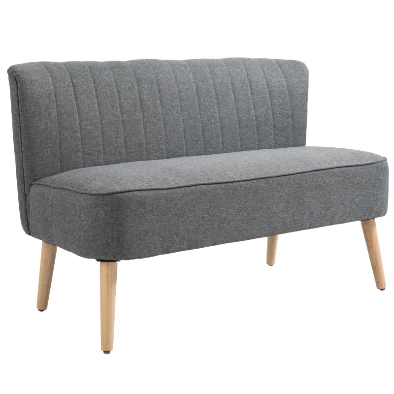 HOMCOM 2-Seater Sofa, Soft Padding, Easy-Care Cover, Up to 150 kg, 117 x 56.5 x 77 cm, Light Grey