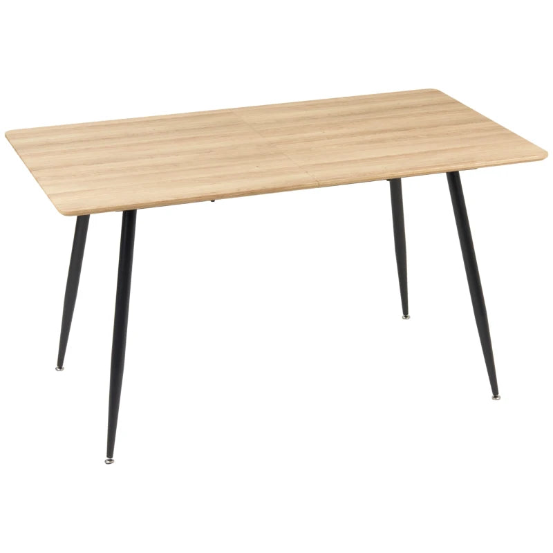 HOMCOM Scandinavian Design Dining Table, Kitchen Table for 4 People, Wood Look, 140 cm x 80 cm x 76 cm, Natural + Black