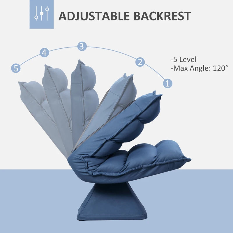 HOMCOM Lazy Swivel Floor Chair 360° with Adjustable Reclining Backrest Padded Design 62 x 70 x 95 cm Blue