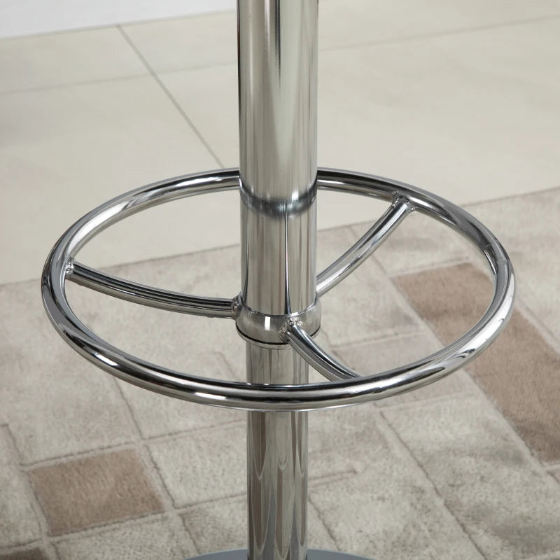 HOMCOM Round Height Adjustable Pub Table bar Table Faux Leather Tabletop and Footrest